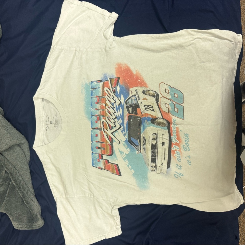 White Racing Graphic Kids T-Shirt